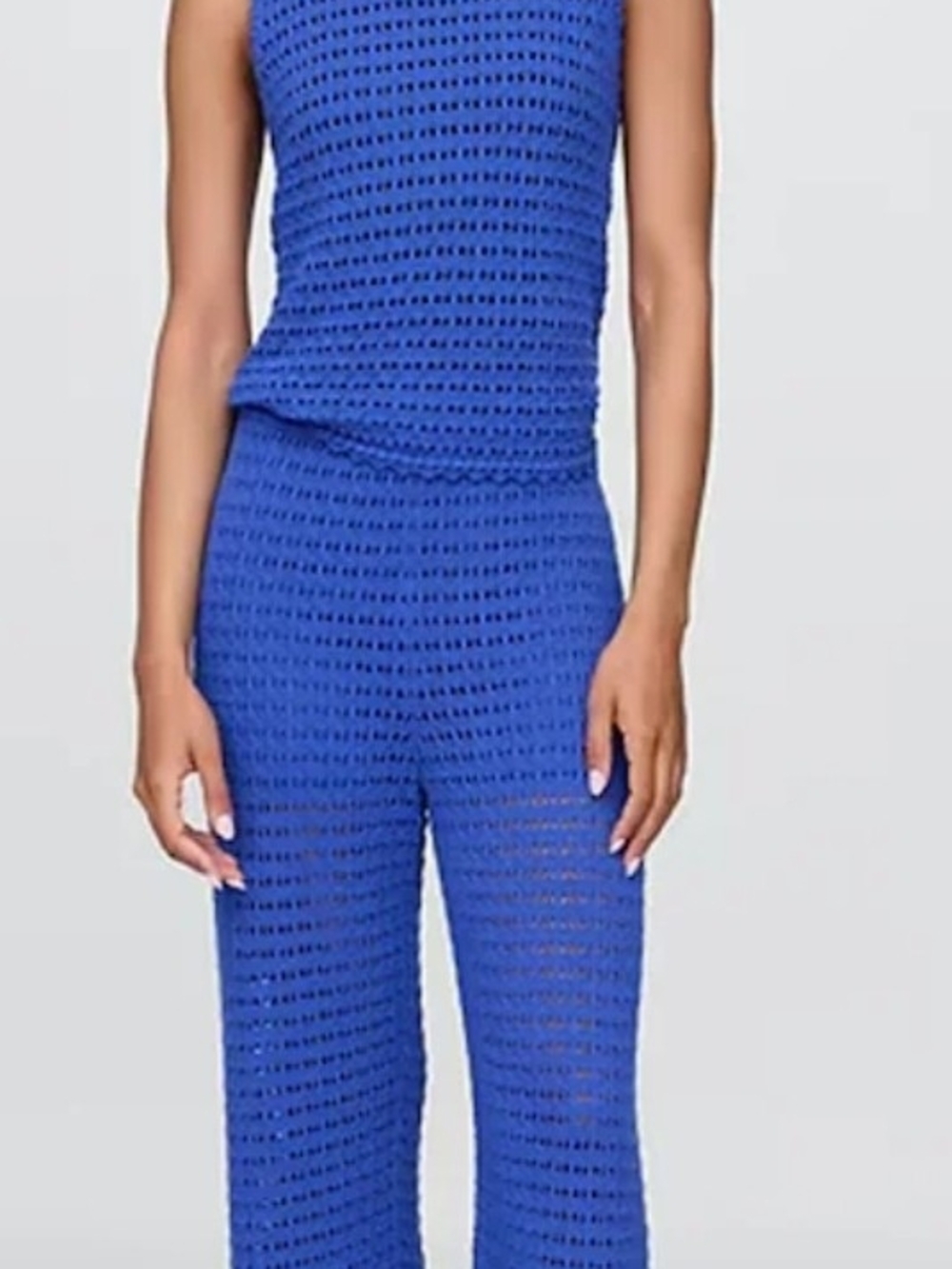 GAP Sleeveless Crochet Wide-Leg Top And Bottom in Cobalt Blue